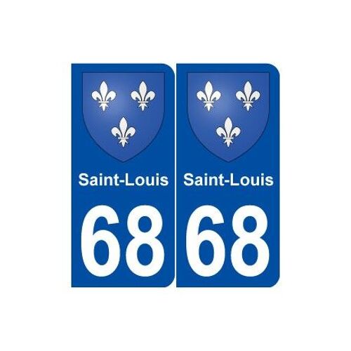 68 Saint-Louis Blason Autocollant Plaque Stickers Ville - Couleur : Arrondis - Angles : Arrondis