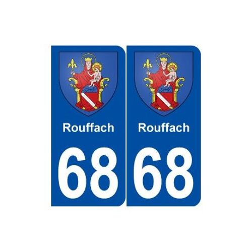 68 Rouffach Blason Autocollant Plaque Stickers Ville - Couleur : Arrondis - Angles : Arrondis