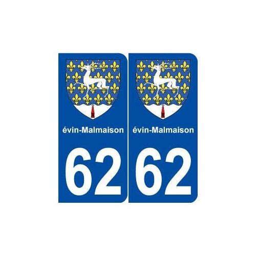 62 Évin-Malmaison Blason Autocollant Plaque Stickers Ville - Couleur : Arrondis - Angles : Arrondis