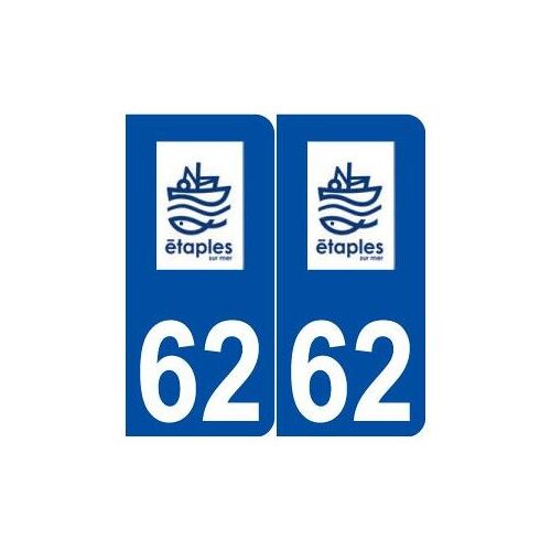 62 Étaples Logo Autocollant Plaque Stickers Ville - Couleur : Arrondis - Angles : Arrondis