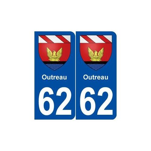 62 Outreau Blason Autocollant Plaque Stickers Ville - Couleur : Arrondis - Angles : Arrondis