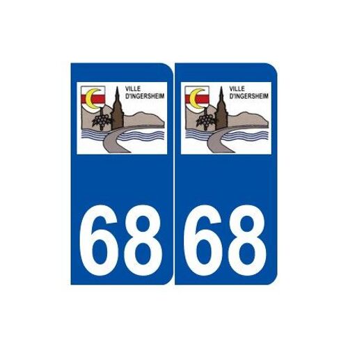 68 Ingersheim Logo Autocollant Plaque Stickers Ville - Couleur : Arrondis - Angles : Arrondis