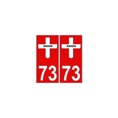73 Savoie Autocollant Plaque Fond Rouge Blason Croix Savoie - Couleur : Arrondis - Angles : Arrondis
