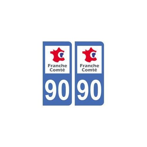 90 Territoire De Belfort Autocollant Plaque - Couleur : Arrondis - Angles : Arrondis