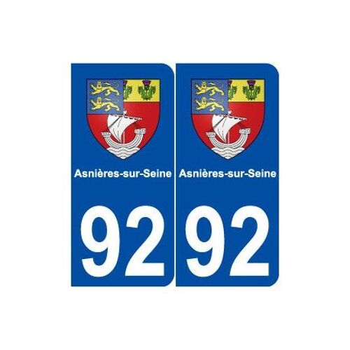 92 Asnières-Sur-Seine Blason Autocollant Plaque Stickers Ville - Couleur : Arrondis - Angles : Arrondis