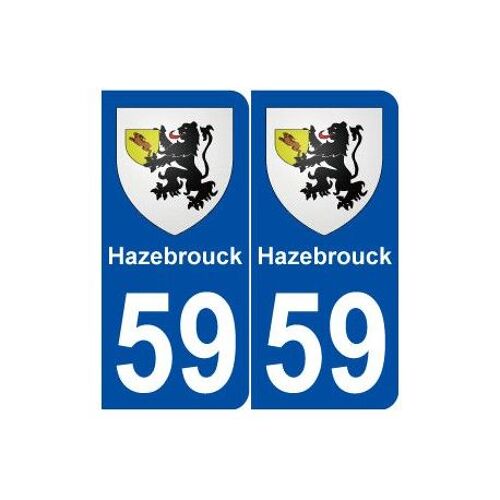 59 Hazebrouck Blason Autocollant Plaque Stickers Ville - Couleur : Arrondis - Angles : Arrondis