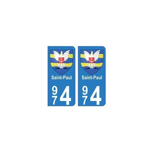 974 Saint-Paul Autocollant Plaque - Couleur : Arrondis - Angles : Arrondis