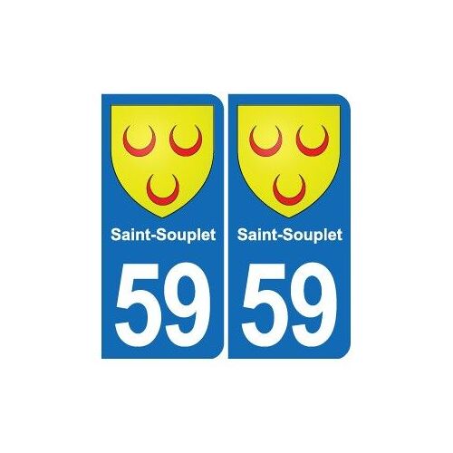 59 Saint-Souplet Blason Autocollant Plaque Stickers Ville - Couleur : Arrondis - Angles : Arrondis