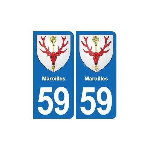 59 Maroilles Blason Autocollant Plaque Stickers Ville - Couleur : Arrondis - Angles : Arrondis