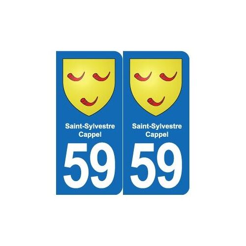 59 Saint-Sylvestre-Cappel Blason Autocollant Plaque Stickers Ville - Couleur : Arrondis - Angles : Arrondis