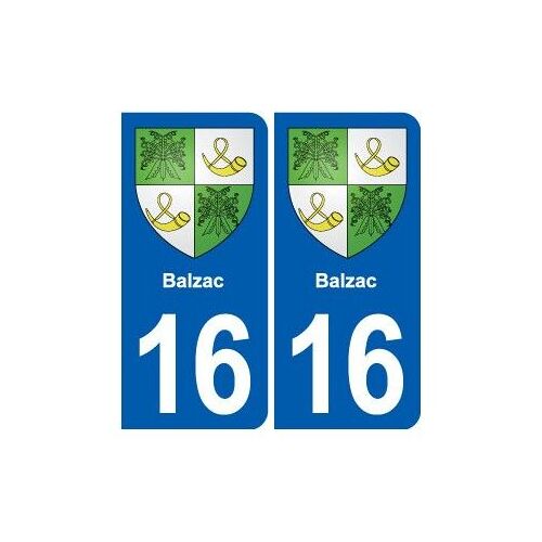 16 Balzac Blason Ville Autocollant Plaque Sticker - Couleur : Arrondis - Angles : Arrondis