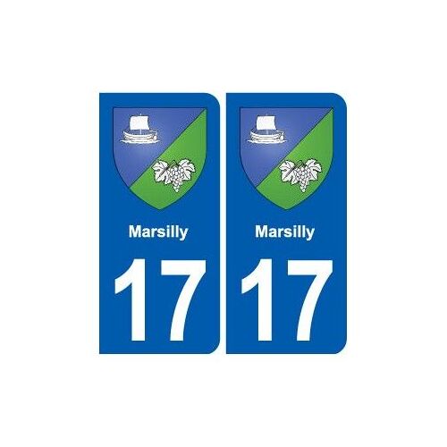 17 Marsilly Blason Ville Autocollant Plaque Sticker - Couleur : Arrondis - Angles : Arrondis
