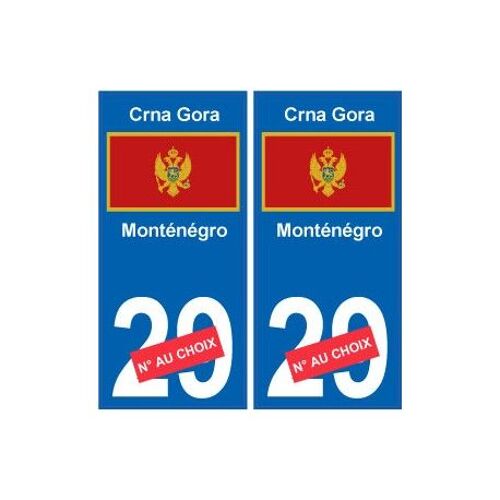 Monténégro Crna Gora Sticker Numéro Département Au Choix Autocollant Plaque Immatriculation Auto - Couleur : Arrondis - Angles : Arrondis