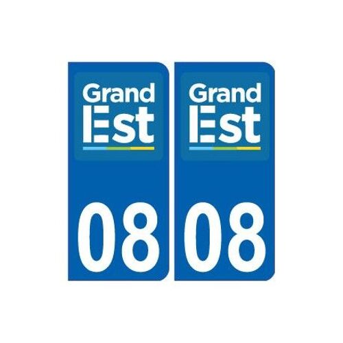 08 Ardennes Autocollant Plaque Immatriculation Auto Département Sticker Grand-Est Nouveau Logo 2 - Couleur : Bleu - Angles : Arrondis