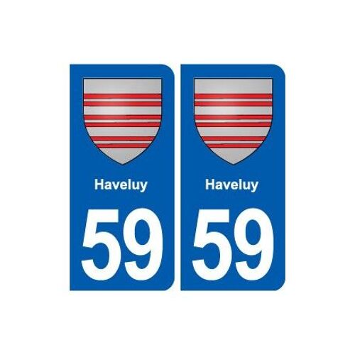 59 Haveluy Blason Autocollant Plaque Stickers Ville - Couleur : Arrondis - Angles : Arrondis