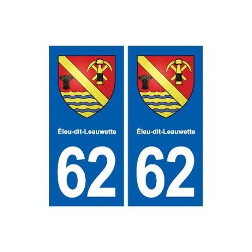 62 Éleu-Dit-Leauwette Blason Autocollant Plaque Stickers Ville - Couleur : Droits - Angles : Droits