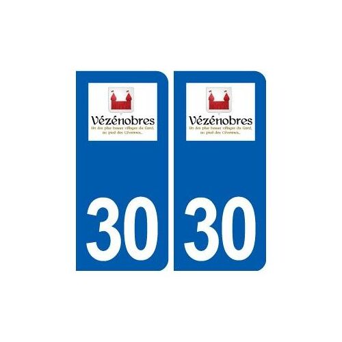 30 Vézénobres Logo Ville Autocollant Plaque Stickers - Couleur : Arrondis - Angles : Arrondis