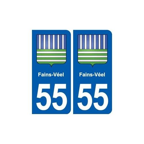 55 Fains-Véel Blason Autocollant Plaque Stickers Ville - Couleur : Arrondis - Angles : Arrondis