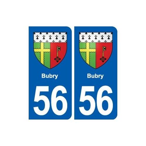 56 Bubry Blason Autocollant Plaque Stickers Ville - Couleur : Arrondis - Angles : Arrondis