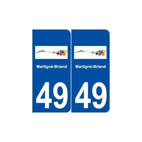 49 Martigné-Briand Blason Autocollant Plaque Stickers Ville - Couleur : Arrondis - Angles : Arrondis