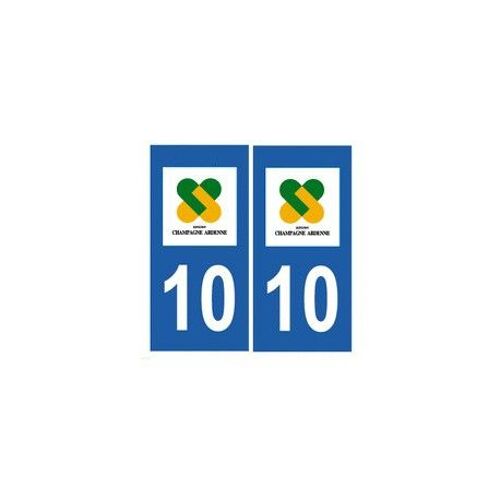 10 Aube Autocollant Plaque Sticker Plaque Auto - Couleur : Noir - Angles : Droits