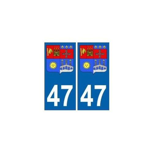 47 Lot Et Garonne Autocollant Plaque Blason Armoiries Stickers Département - Couleur : Noir - Angles : Droits