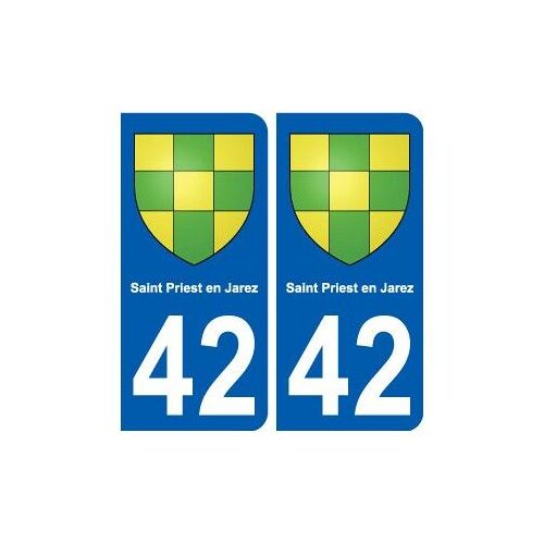 42 Saint-Priest-En-Jarez Blason Ville Autocollant Plaque Stickers - Couleur : Arrondis - Angles : Arrondis