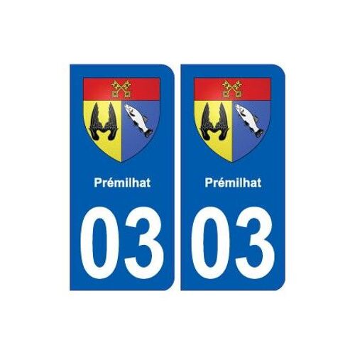 03 Prémilhat Blason Ville Autocollant Plaque Stickers - Couleur : Arrondis - Angles : Arrondis