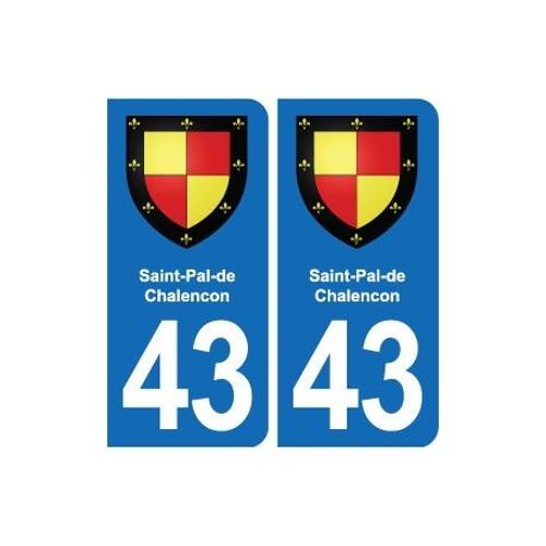43 Saint-Pal-De-Chalencon Blason Autocollant Plaque Immatriculation Ville - Couleur : Arrondis - Angles : Arrondis