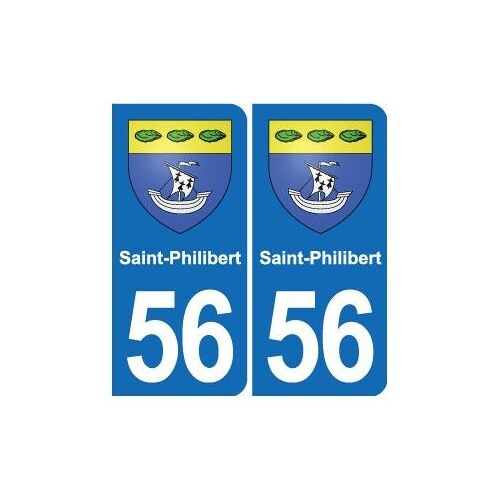 56 Saint-Philibert Blason Autocollant Plaque Stickers Ville - Couleur : Arrondis - Angles : Arrondis