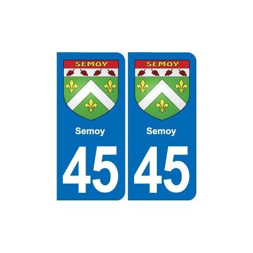 45 Semoy Blason Ville Autocollant Plaque Stickers - Couleur : Arrondis - Angles : Arrondis