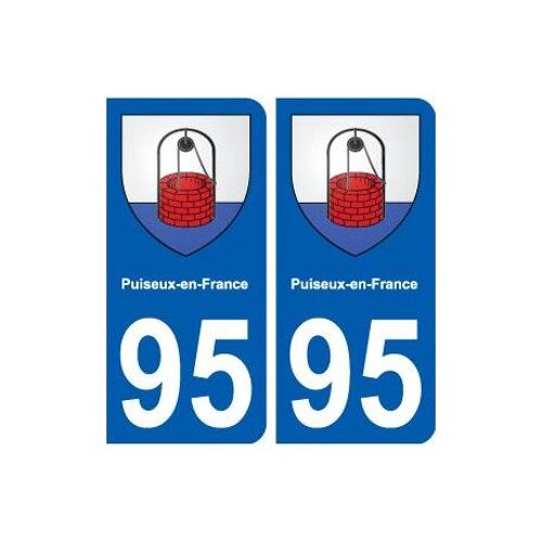 95 Puiseux-En-France Blason Autocollant Plaque Stickers Ville - Couleur : Arrondis - Angles : Arrondis