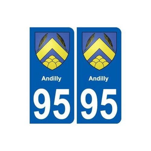 95 Andilly Blason Autocollant Plaque Stickers Ville - Couleur : Arrondis - Angles : Arrondis