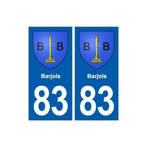 83 Barjols Blason Autocollant Plaque Stickers Ville - Couleur : Droits - Angles : Droits