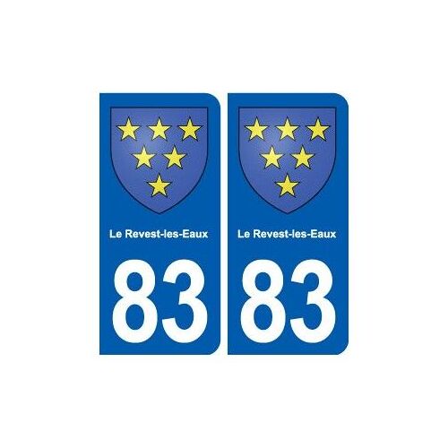 83 Le Revest-Les-Eaux Blason Autocollant Plaque Stickers Ville - Couleur : Arrondis - Angles : Arrondis