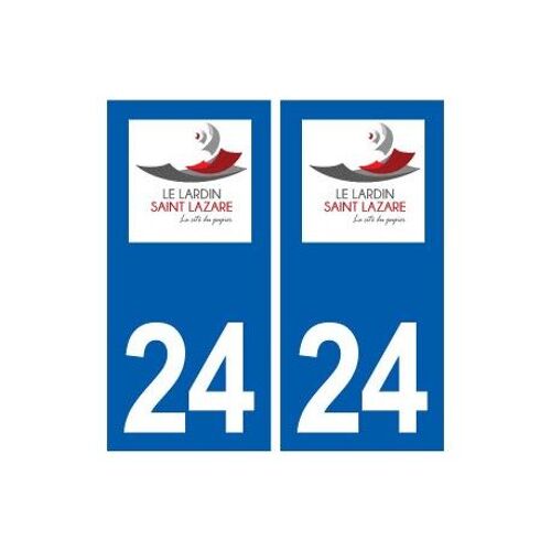 24 Le Lardin-Saint-Lazare Logo Autocollant Plaque Stickers Département - Couleur : Noir - Angles : Droits