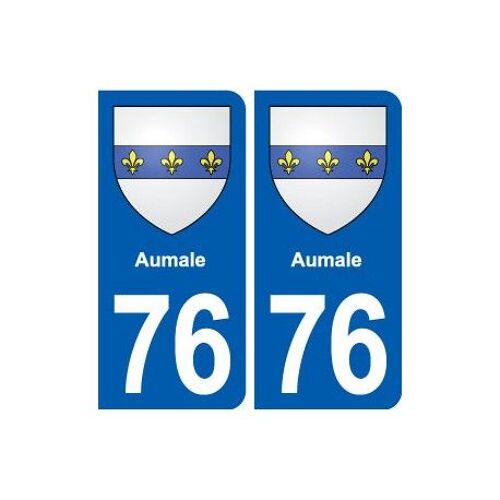 76 Aumale Blason Autocollant Plaque Stickers Ville - Couleur : Arrondis - Angles : Arrondis