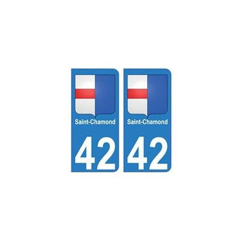 42 Saint-Chamond Autocollant Plaque Blason Armoiries Stickers Département - Couleur : Arrondis - Angles : Arrondis