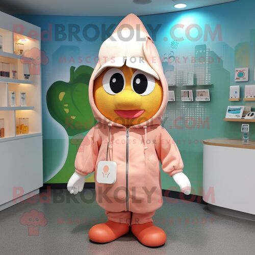 Personnage De Costume De Mascotte Redbrokoly Peach Doctor Habillé D'un Sweat À Capuche Et De Colliers