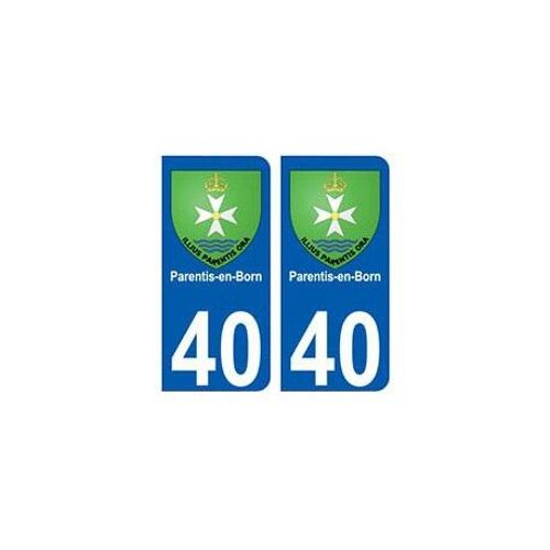 40 Parentis-En-Born Autocollant Plaque Blason Armoiries Stickers Département Ville - Couleur : Arrondis - Angles : Arrondis