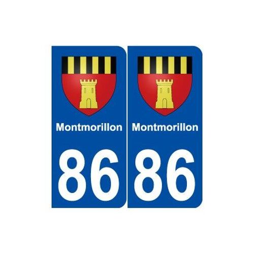 86 Montmorillon Blason Autocollant Plaque Stickers Ville - Couleur : Arrondis - Angles : Arrondis