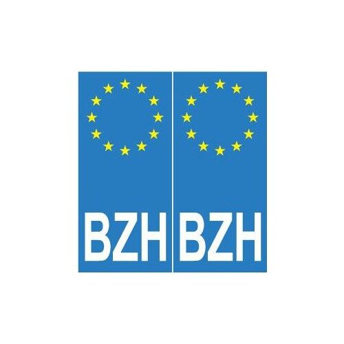 Bzh Breizh Europe Autocollant Plaque Sticker Bretagne - Couleur : Arrondis - Angles : Arrondis
