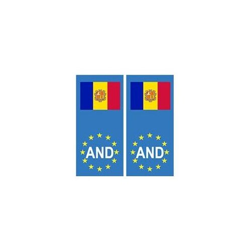 Andorre Andorra Principat Europe Avec Drapeauautocollant Plaque Numéro Au Choix - Couleur : Arrondis - Angles : Arrondis