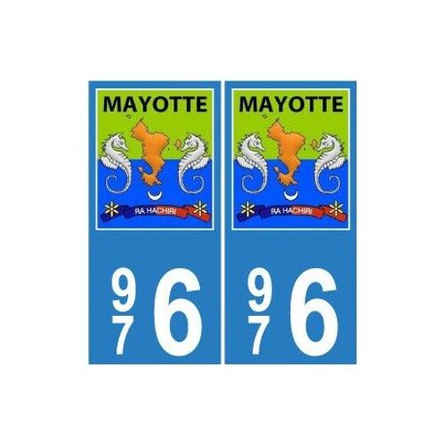 976 Mayotte Dessin Autocollant Plaque Blason Armoiries Stickers Département - Couleur : Arrondis - Angles : Arrondis