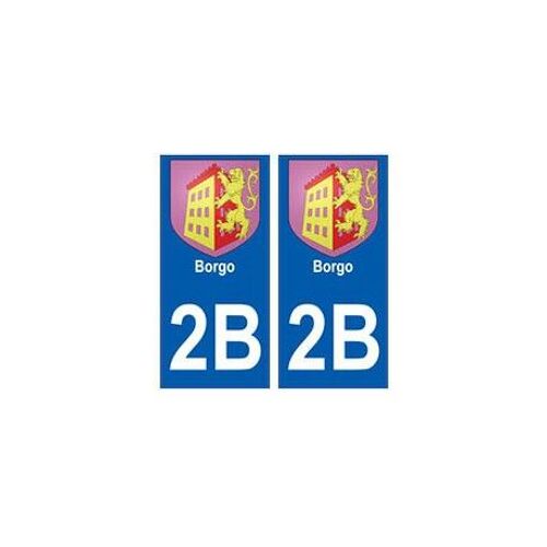 2b Borgo Autocollant Plaque Blason Armoiries Stickers Ville - Couleur : Bleu - Angles : Droits
