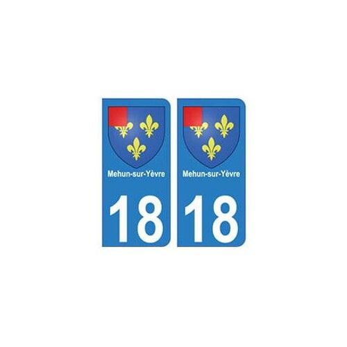 18 Mehun-Sur-Yèvre Blason Autocollant Plaque Ville - Couleur : Arrondis - Angles : Arrondis