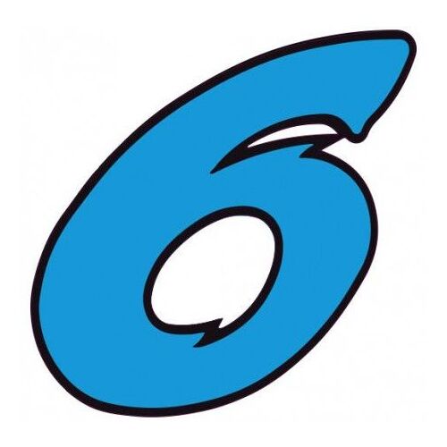 Chiffre 6 Six - Autocollant Sticker Bleu Voiture Moto - Taille : 8 Cm