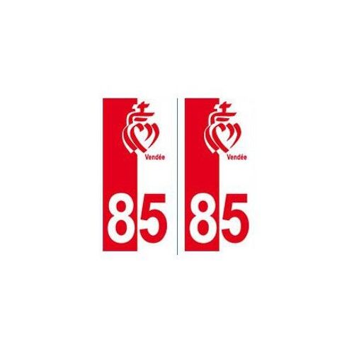 85 Coeur Vendée Fond Rouge Blanc Autocollant Plaque - Couleur : Arrondis - Angles : Arrondis