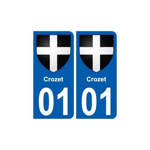 01 Crozet Ville Autocollant Plaque Sticker - Couleur : Arrondis - Angles : Arrondis