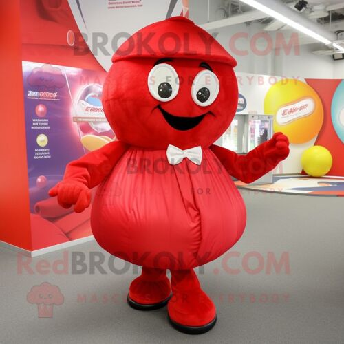 Personnage De Costume De Mascotte Redbrokoly Red Juggle Habillé D'une Jupe Portefeuille Et De Coussinets Pour Les Pieds